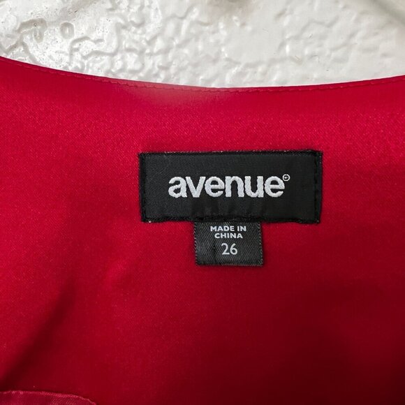 Avenue Elegant longline Red Satin Pleated Swing Jacket Coat Plus Size 26 - Picture 2 of 10